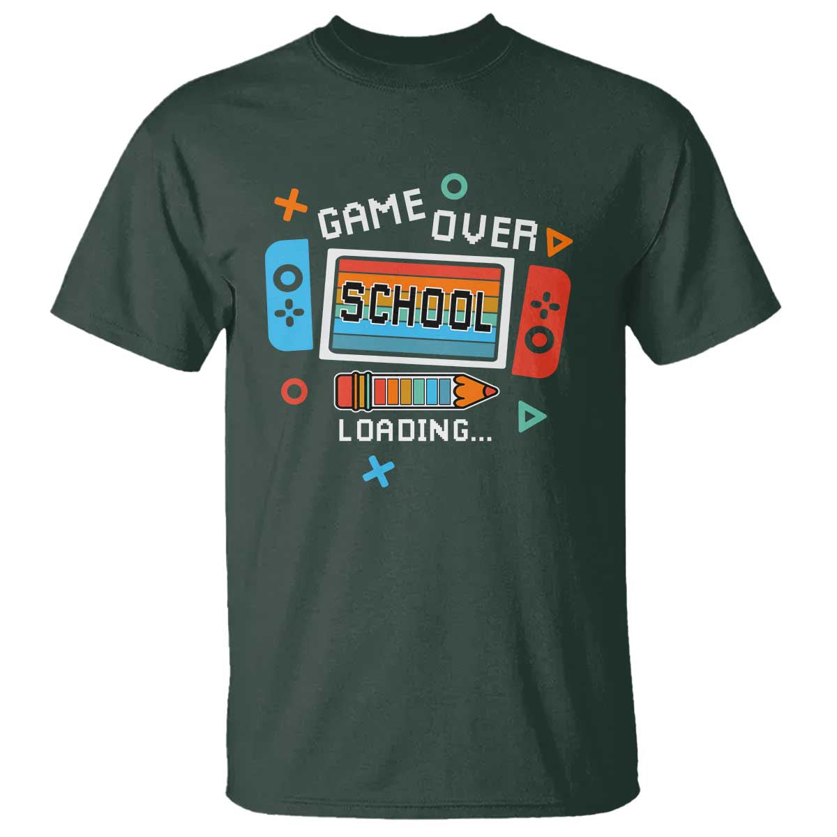 Game Over School Loading T Shirt Game Console Pencil End Summer - Wonder Print Shop