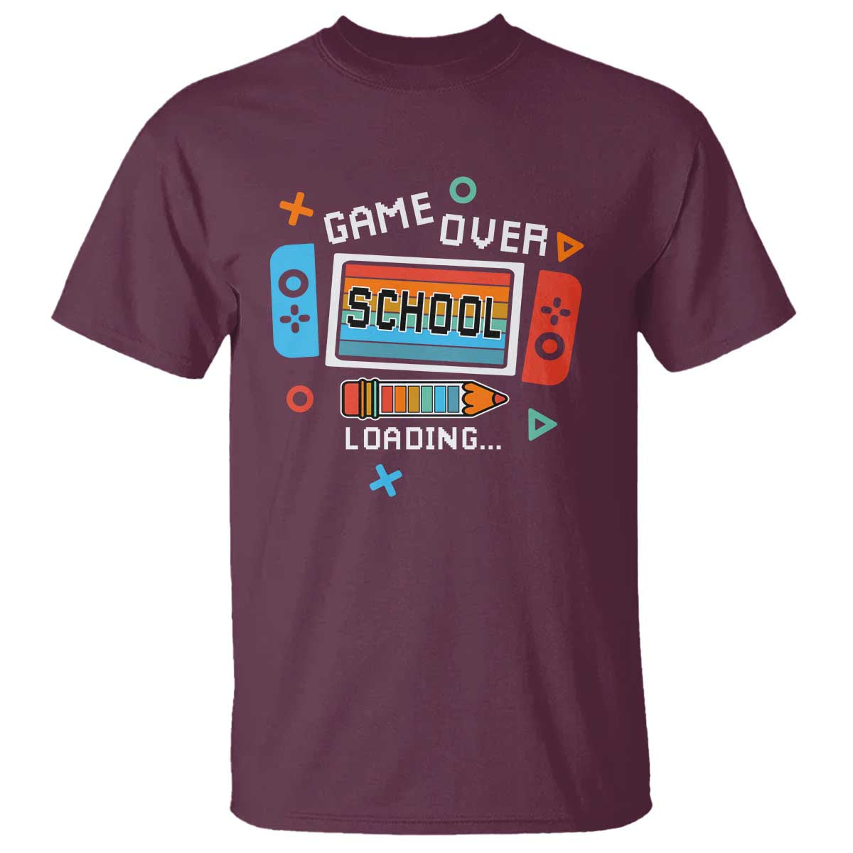 Game Over School Loading T Shirt Game Console Pencil End Summer - Wonder Print Shop