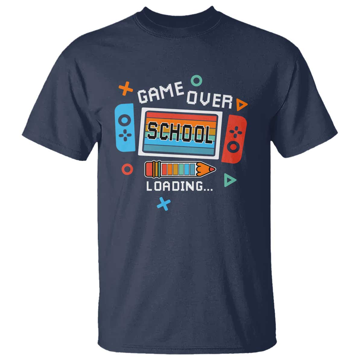 Game Over School Loading T Shirt Game Console Pencil End Summer - Wonder Print Shop