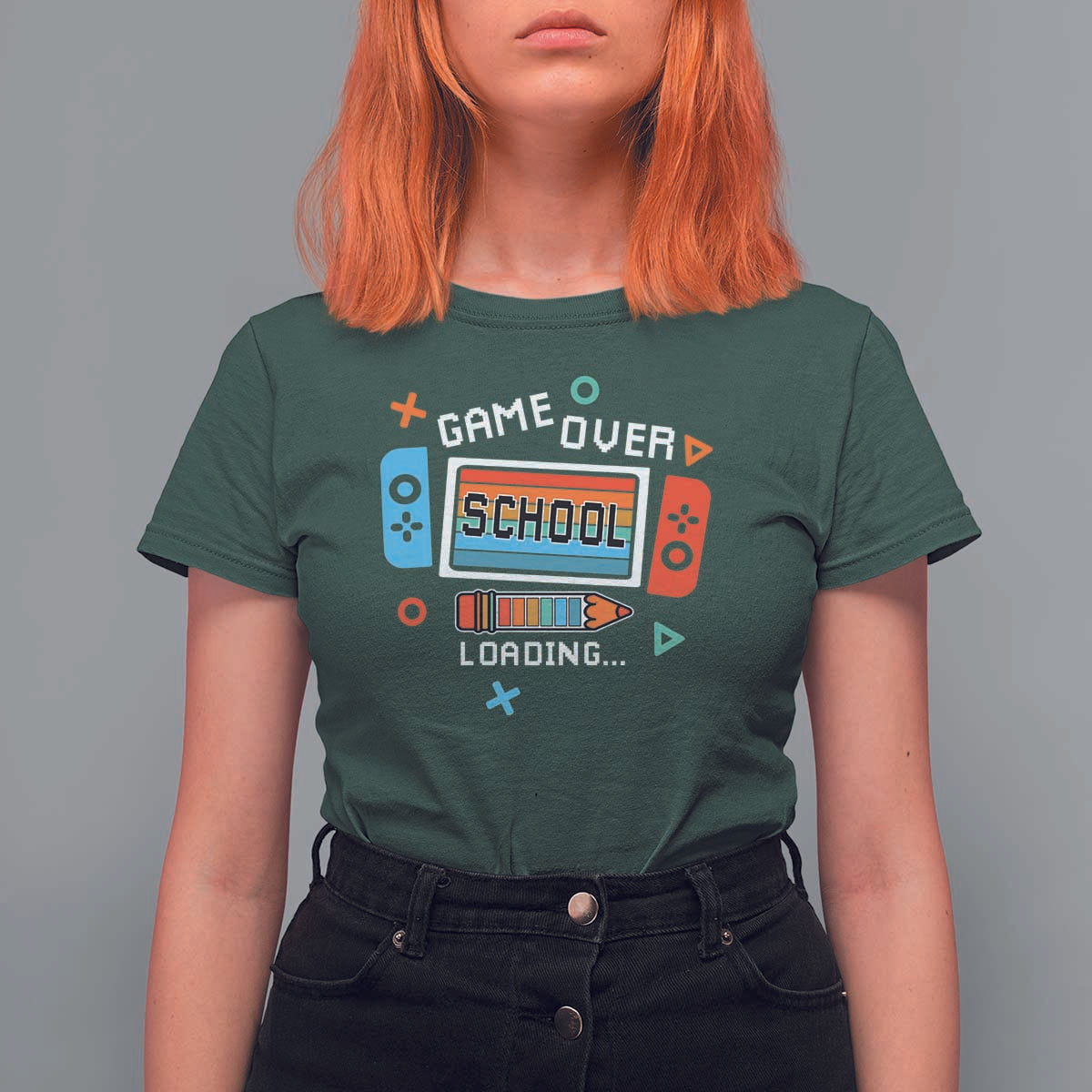 Game Over School Loading T Shirt For Women Game Console Pencil End Summer - Wonder Print Shop