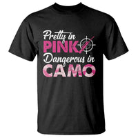 Funny Hunter T Shirt Pretty In Pink Dangerous In Camo Hunting - Wonder Print Shop