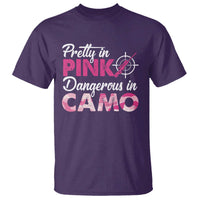 Funny Hunter T Shirt Pretty In Pink Dangerous In Camo Hunting - Wonder Print Shop