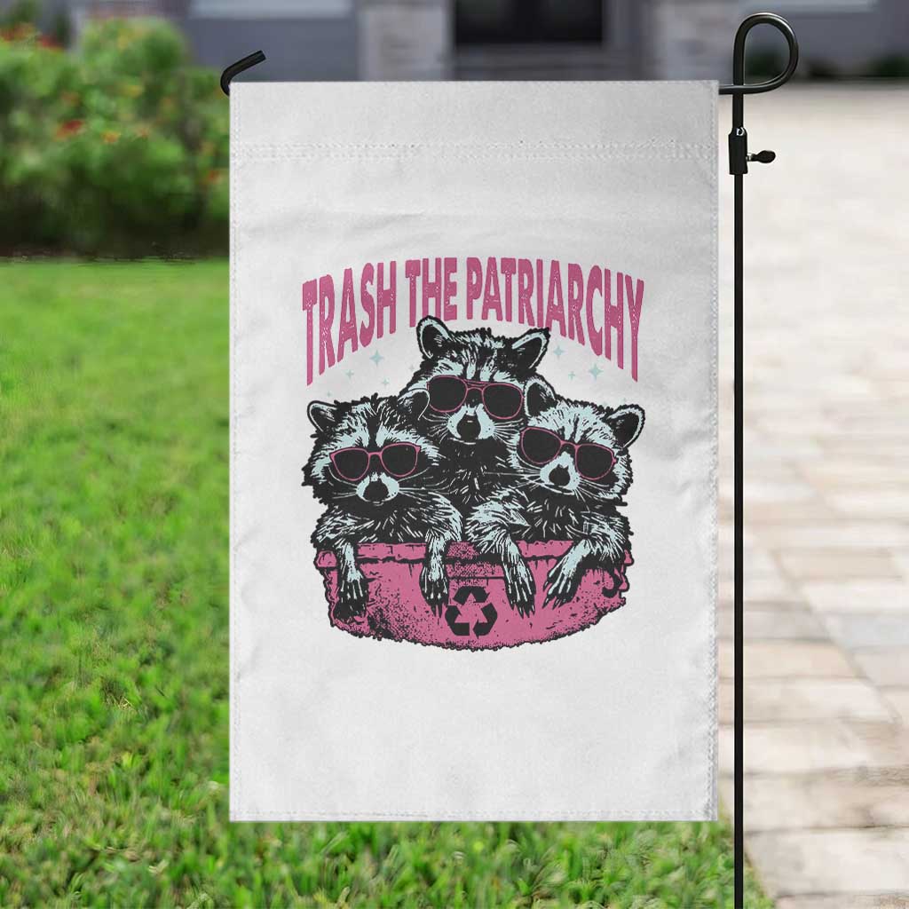 Funny Trash The Patriarchy Garden Flag Feral Feminist Racoon - Wonder Print Shop