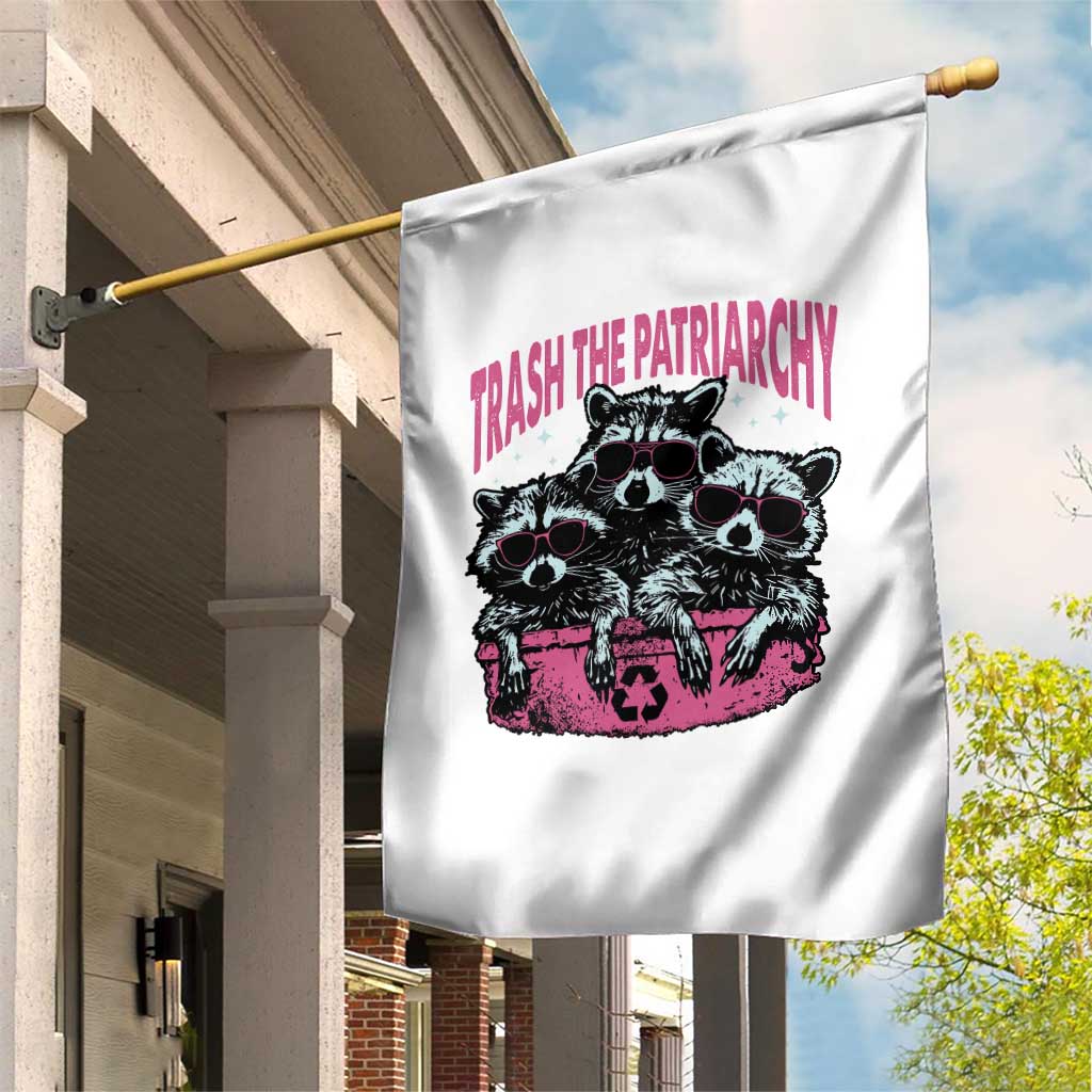 Funny Trash The Patriarchy Garden Flag Feral Feminist Racoon - Wonder Print Shop