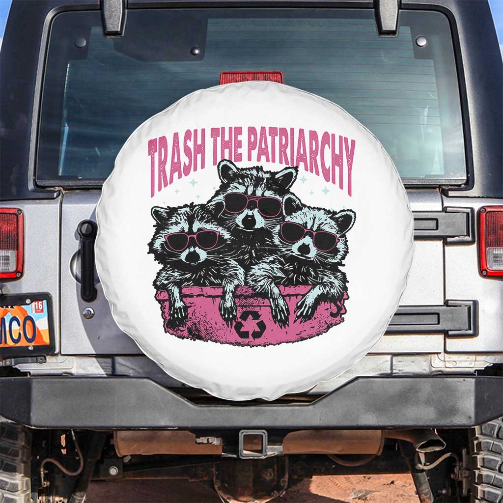 Funny Trash The Patriarchy Spare Tire Cover Feral Feminist Racoon - Wonder Print Shop