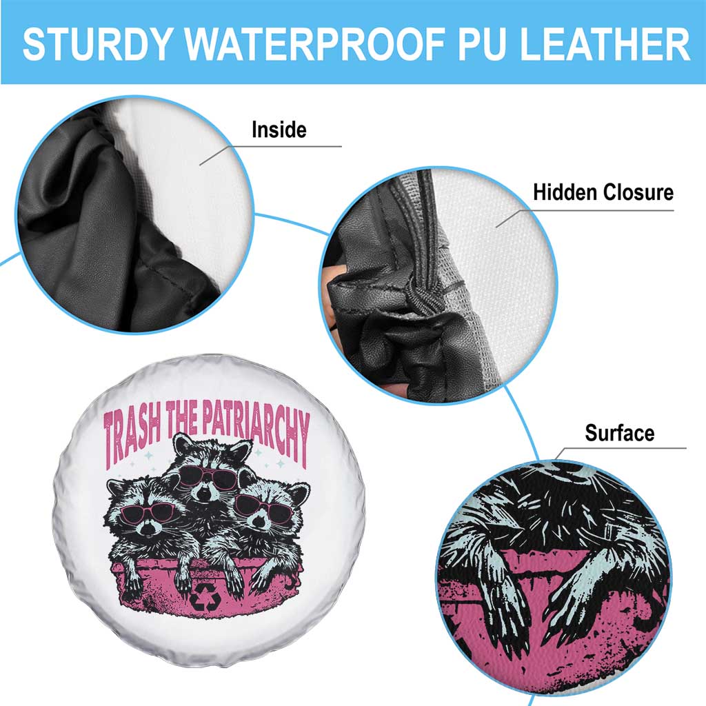 Funny Trash The Patriarchy Spare Tire Cover Feral Feminist Racoon - Wonder Print Shop