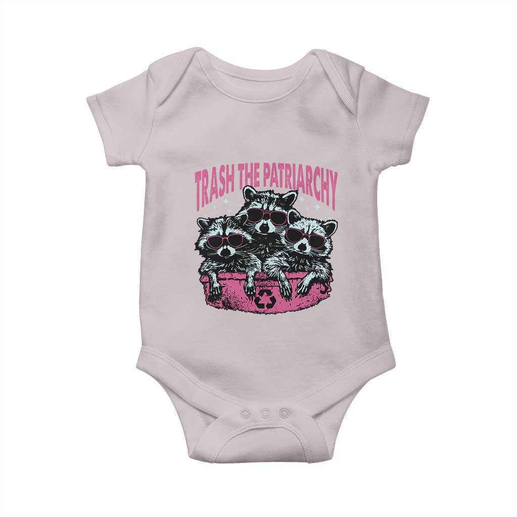 Funny Trash The Patriarchy Baby Onesie Feral Feminist Racoon - Wonder Print Shop