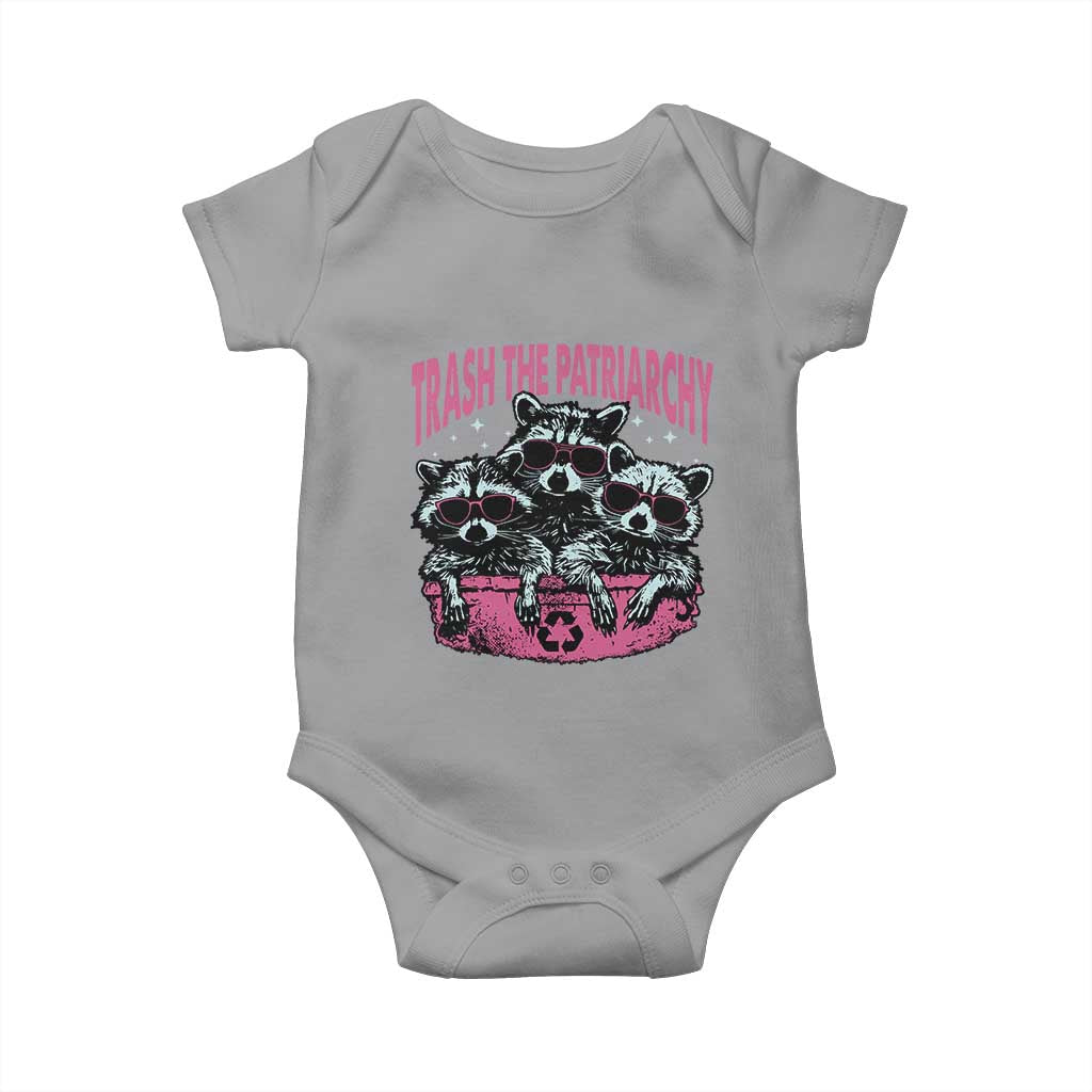 Funny Trash The Patriarchy Baby Onesie Feral Feminist Racoon - Wonder Print Shop