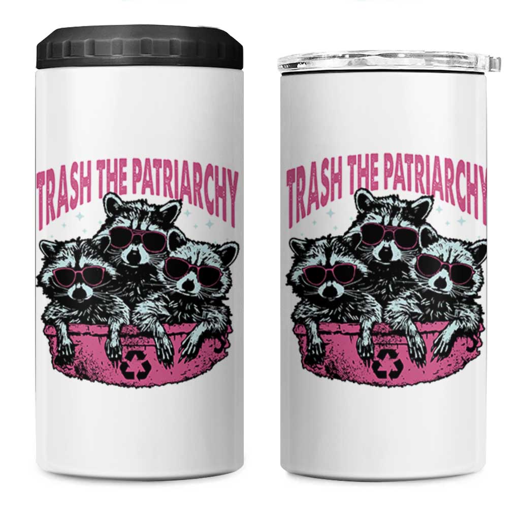 Funny Trash The Patriarchy 4 in 1 Can Cooler Tumbler Feral Feminist Racoon - Wonder Print Shop