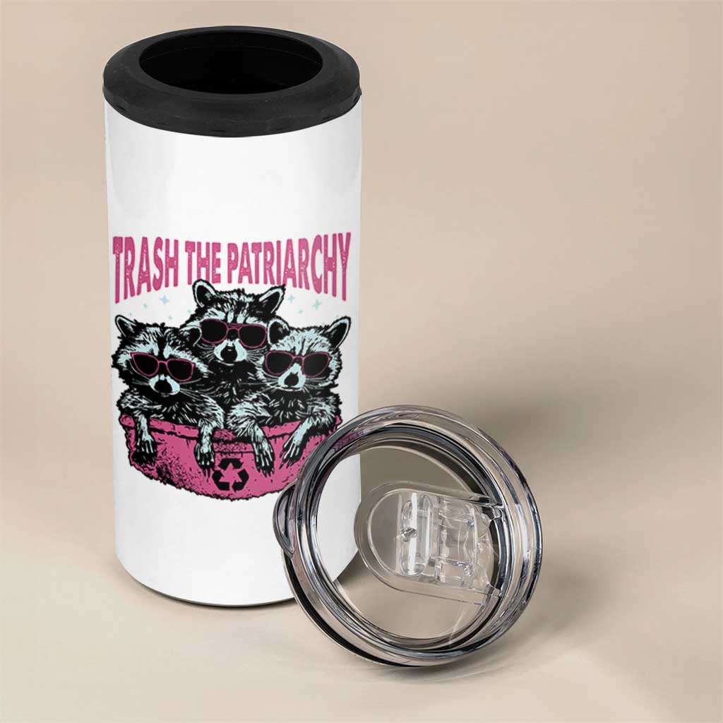 Funny Trash The Patriarchy 4 in 1 Can Cooler Tumbler Feral Feminist Racoon - Wonder Print Shop