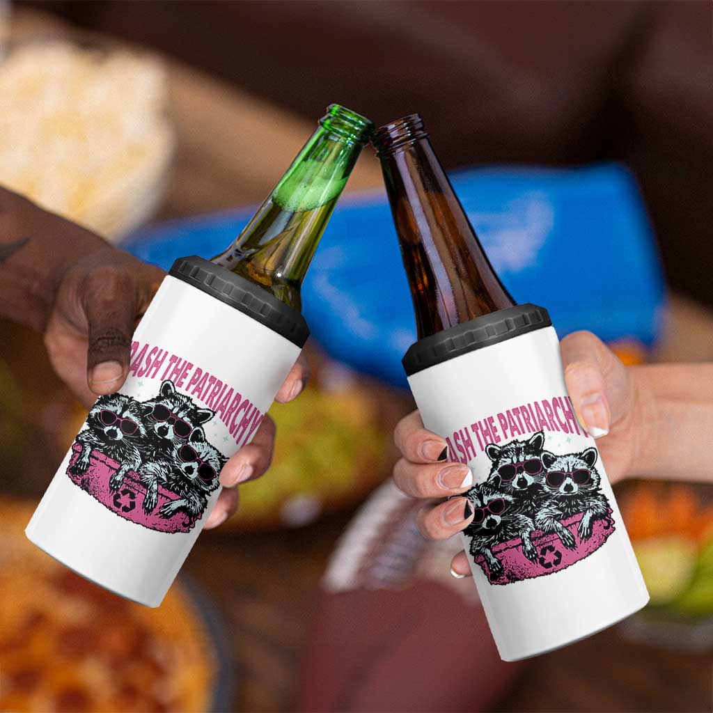 Funny Trash The Patriarchy 4 in 1 Can Cooler Tumbler Feral Feminist Racoon - Wonder Print Shop