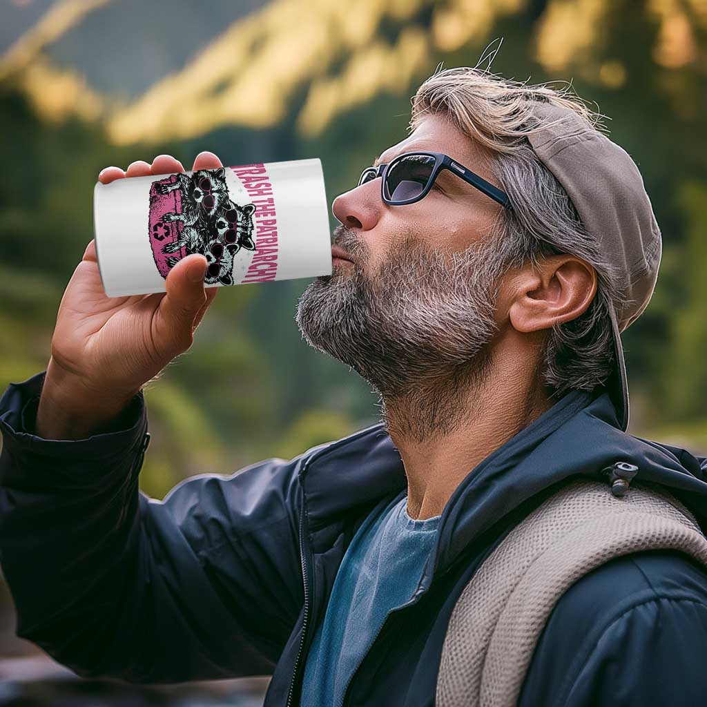 Funny Trash The Patriarchy 4 in 1 Can Cooler Tumbler Feral Feminist Racoon - Wonder Print Shop