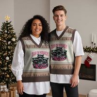 Funny Trash The Patriarchy V-Neck Knit Sweater Vest Feral Feminist Racoon - Wonder Print Shop