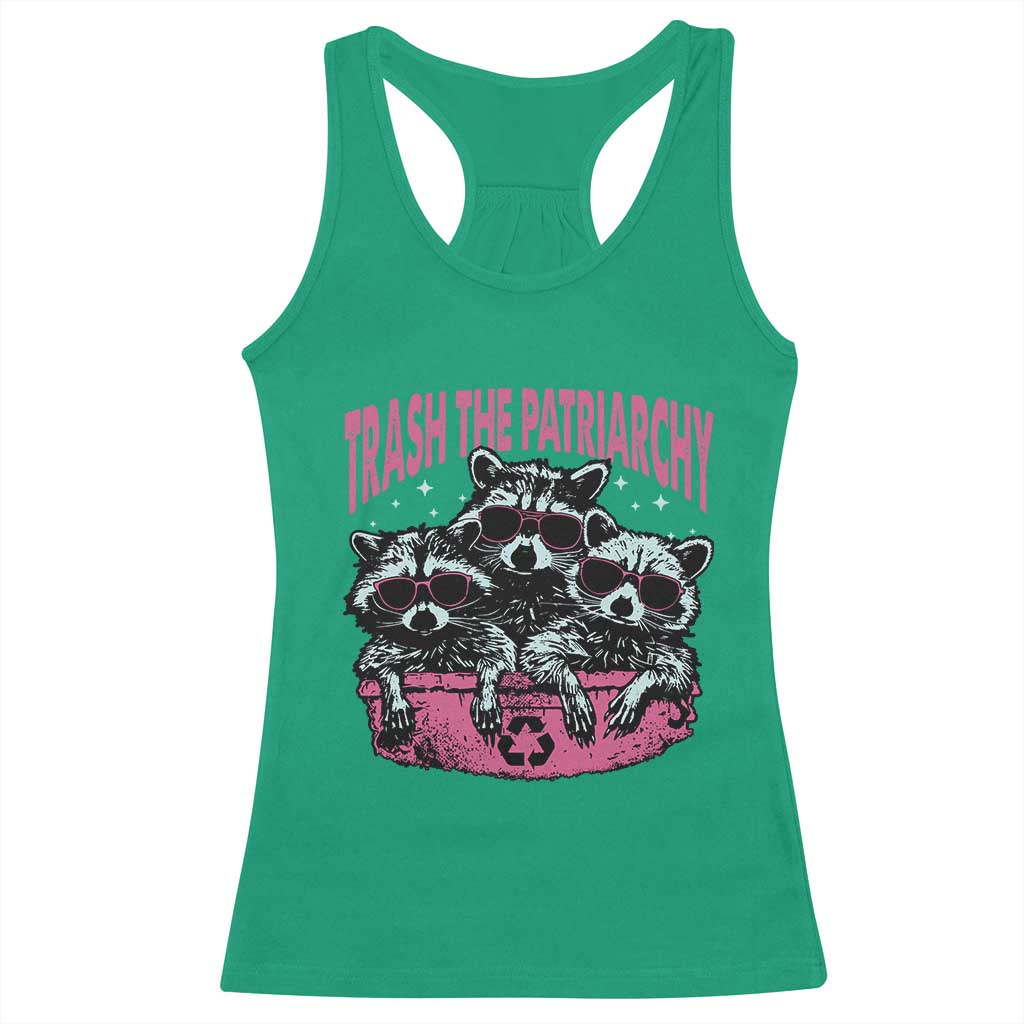 Funny Trash The Patriarchy Racerback Tank Top Feral Feminist Racoon - Wonder Print Shop