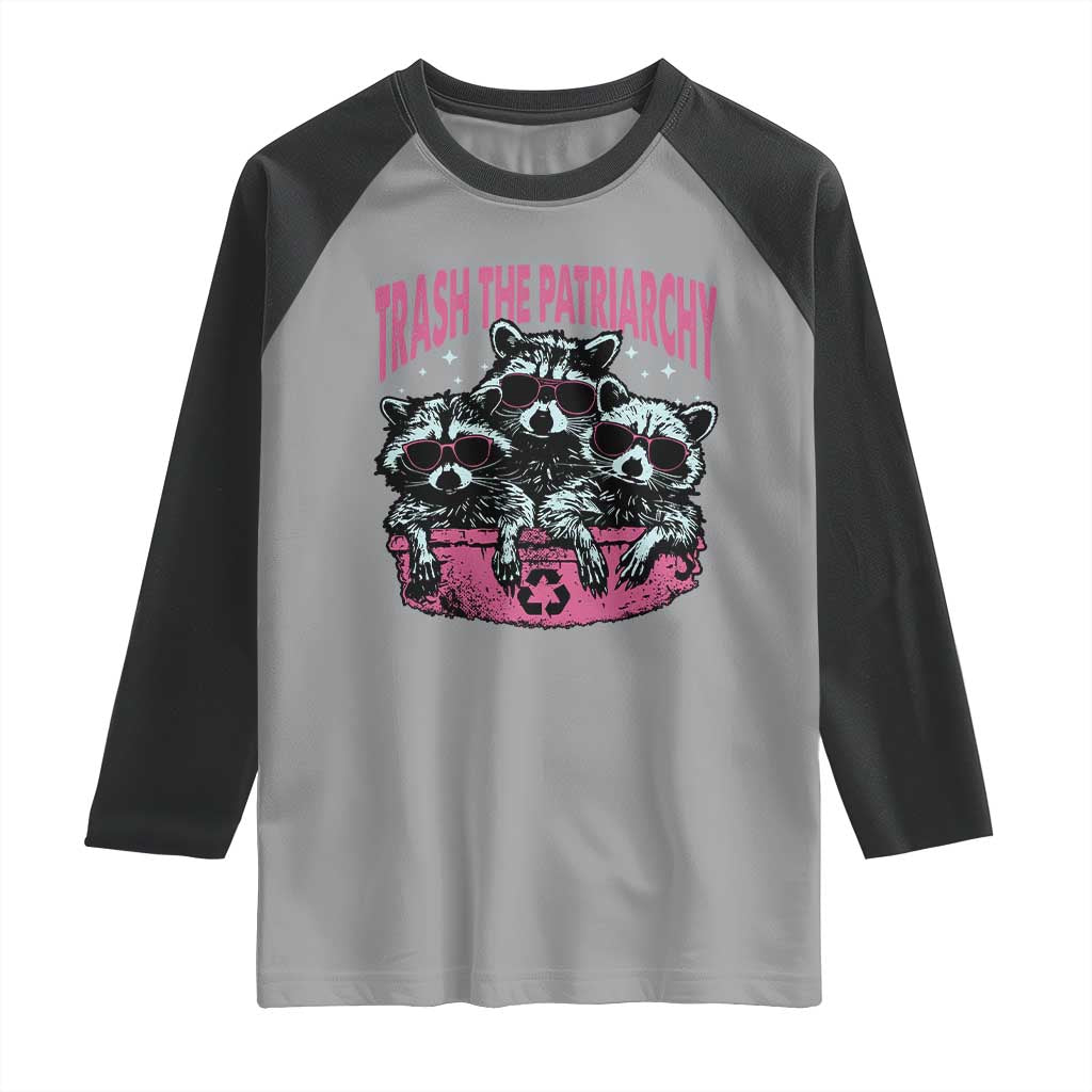 Funny Trash The Patriarchy Raglan Shirt Feral Feminist Racoon - Wonder Print Shop