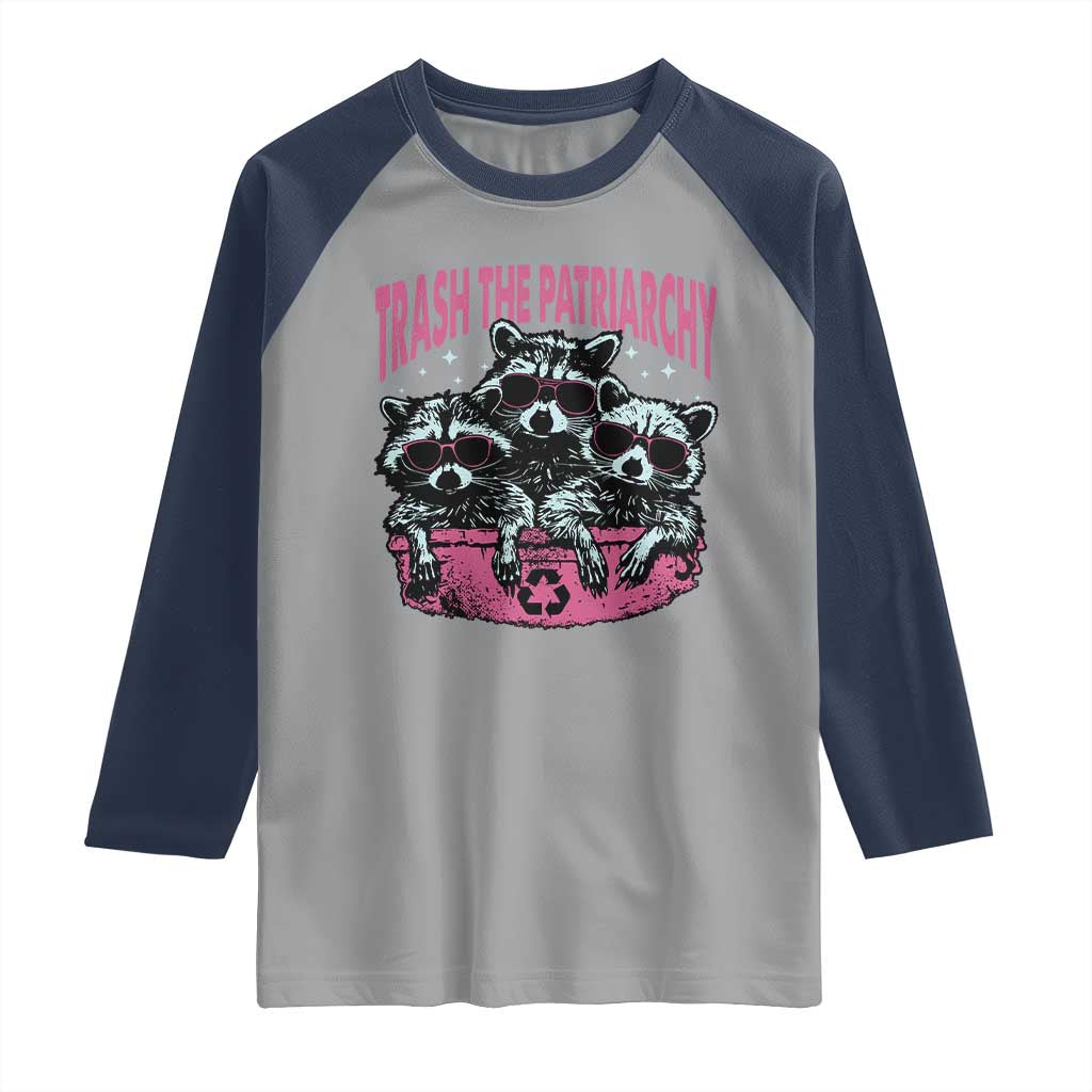 Funny Trash The Patriarchy Raglan Shirt Feral Feminist Racoon - Wonder Print Shop