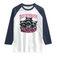 Funny Trash The Patriarchy Raglan Shirt Feral Feminist Racoon - Wonder Print Shop