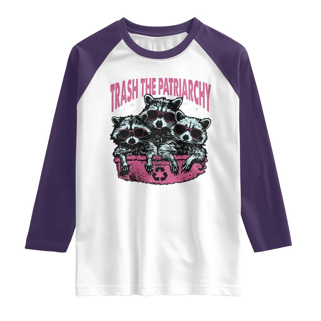 Funny Trash The Patriarchy Raglan Shirt Feral Feminist Racoon - Wonder Print Shop