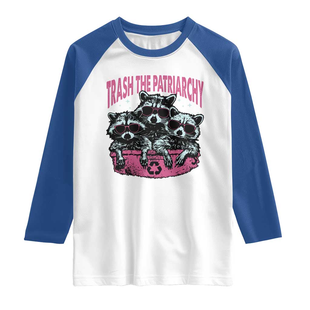 Funny Trash The Patriarchy Raglan Shirt Feral Feminist Racoon - Wonder Print Shop