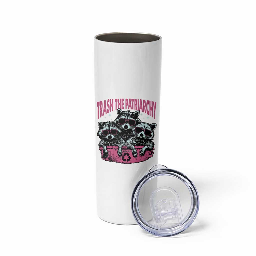 Funny Trash The Patriarchy Skinny Tumbler Feral Feminist Racoon - Wonder Print Shop