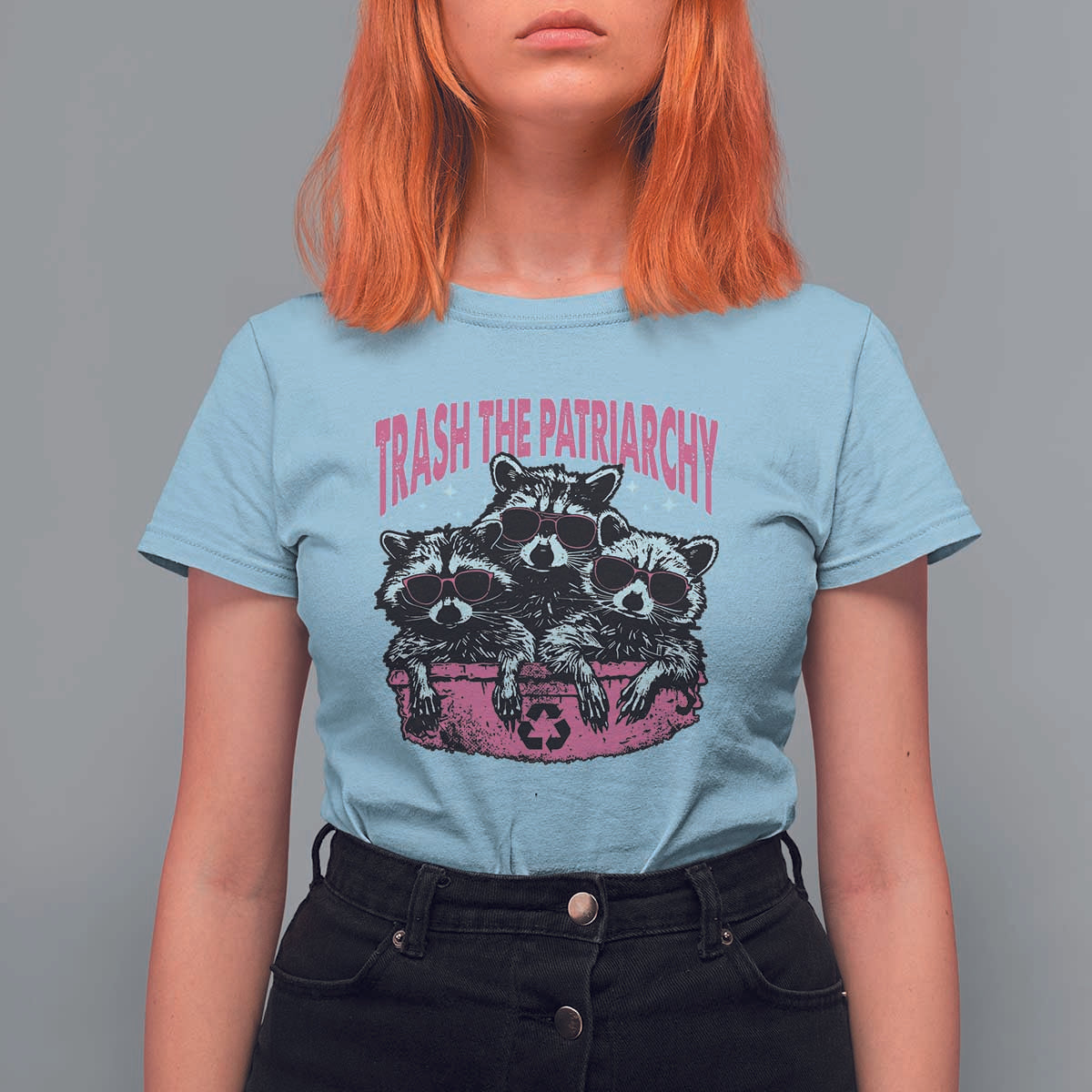 Funny Trash The Patriarchy T Shirt For Women Feral Feminist Racoon - Wonder Print Shop