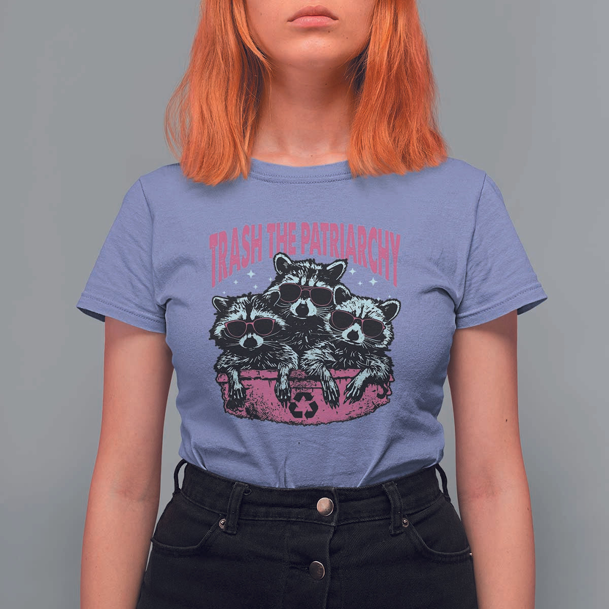 Funny Trash The Patriarchy T Shirt For Women Feral Feminist Racoon - Wonder Print Shop