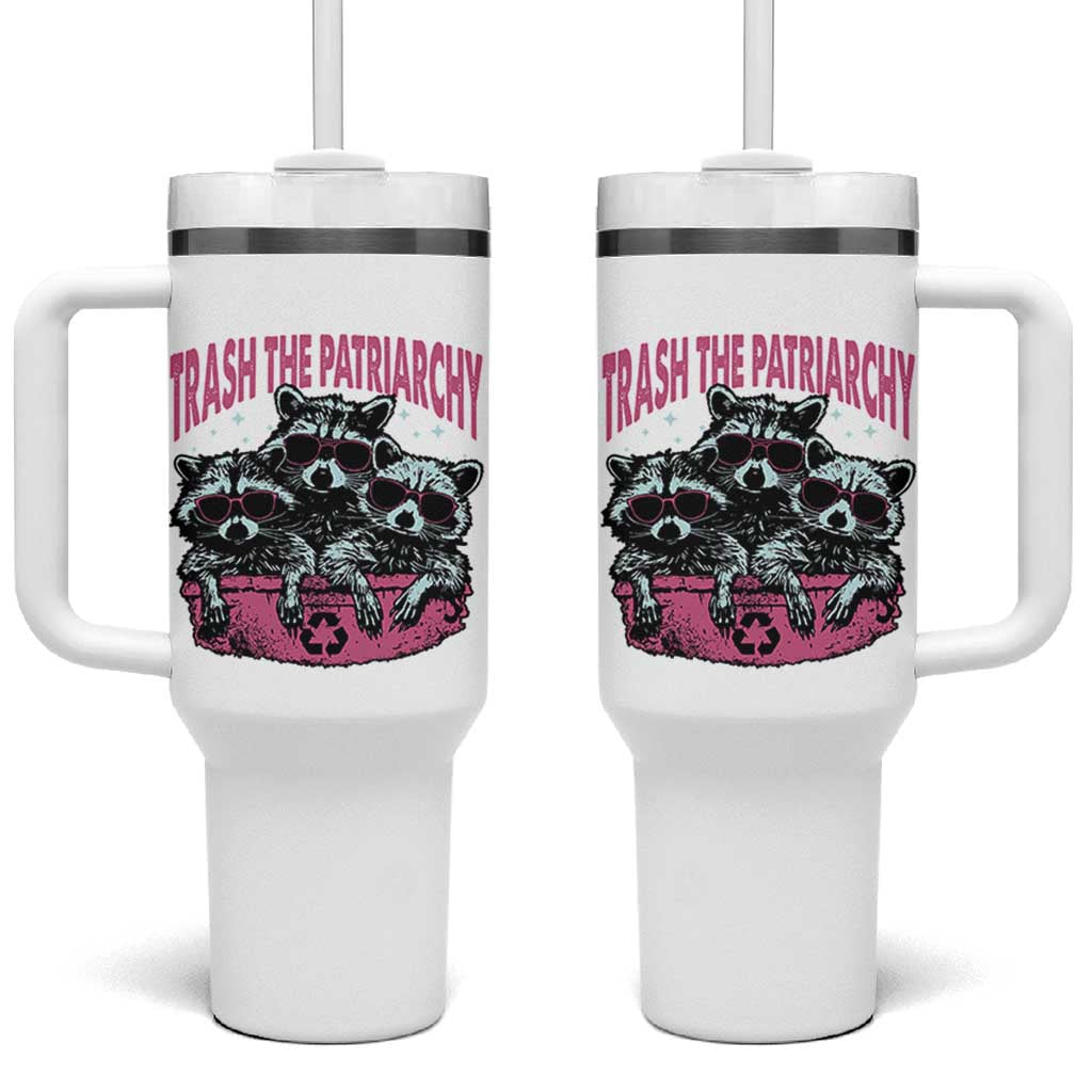 Funny Trash The Patriarchy Tumbler With Handle Feral Feminist Racoon - Wonder Print Shop