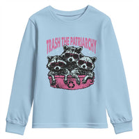 Funny Trash The Patriarchy Youth Sweatshirt Feral Feminist Racoon - Wonder Print Shop