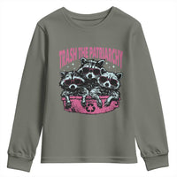 Funny Trash The Patriarchy Youth Sweatshirt Feral Feminist Racoon - Wonder Print Shop