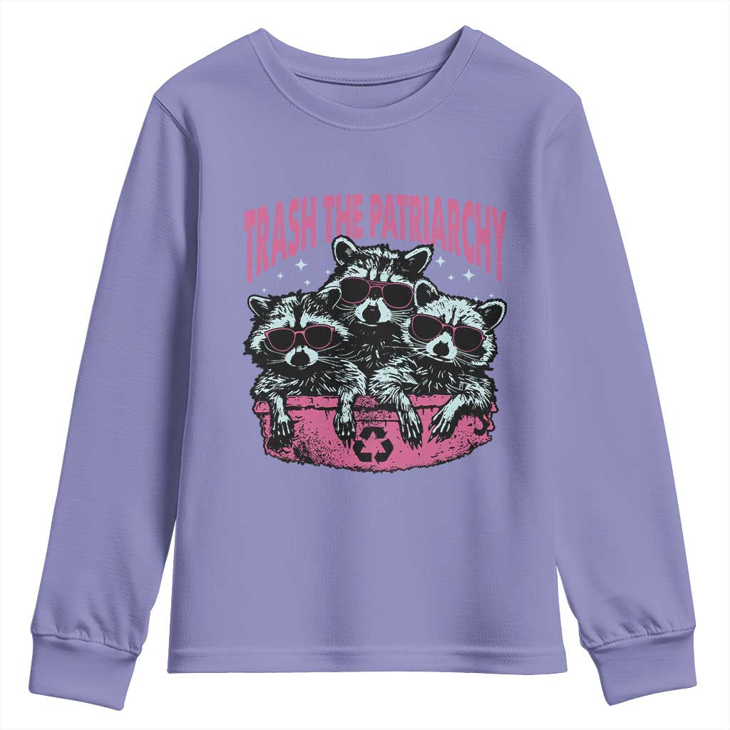 Funny Trash The Patriarchy Youth Sweatshirt Feral Feminist Racoon - Wonder Print Shop