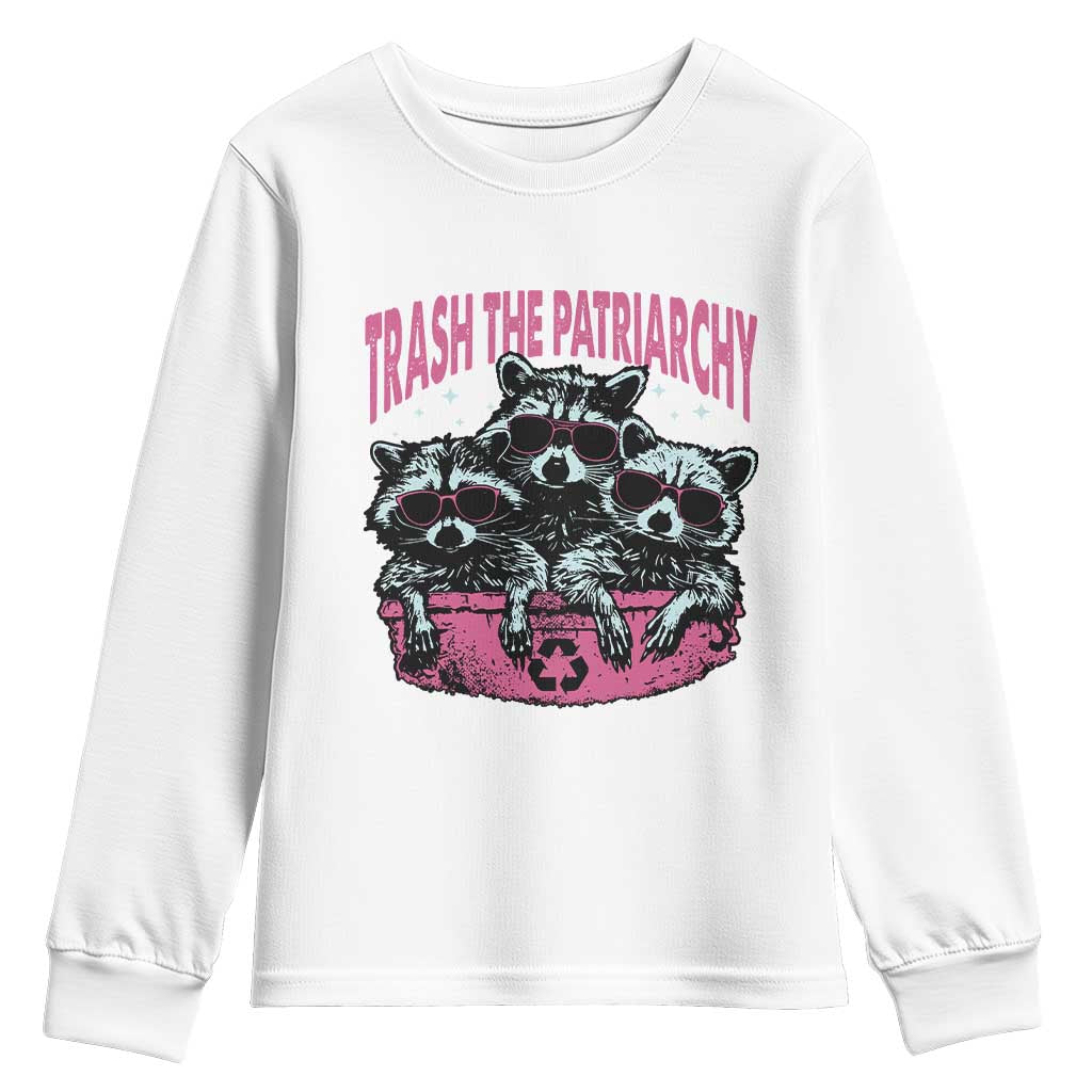 Funny Trash The Patriarchy Youth Sweatshirt Feral Feminist Racoon - Wonder Print Shop