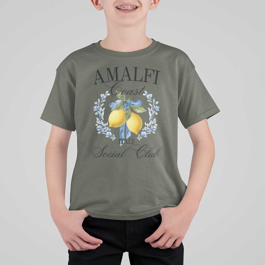 Amalfi Italy Coast Social Club T Shirt For Kid Coquette Bow Lemon Travel - Wonder Print Shop