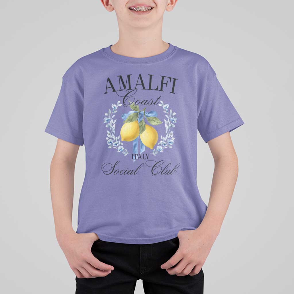 Amalfi Italy Coast Social Club T Shirt For Kid Coquette Bow Lemon Travel - Wonder Print Shop