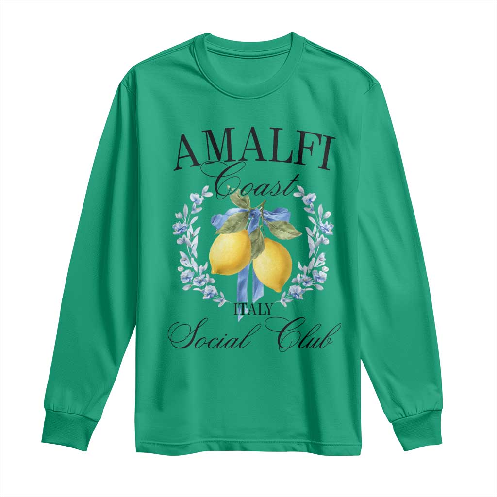 Amalfi Italy Coast Social Club Long Sleeve Shirt Coquette Bow Lemon Travel - Wonder Print Shop