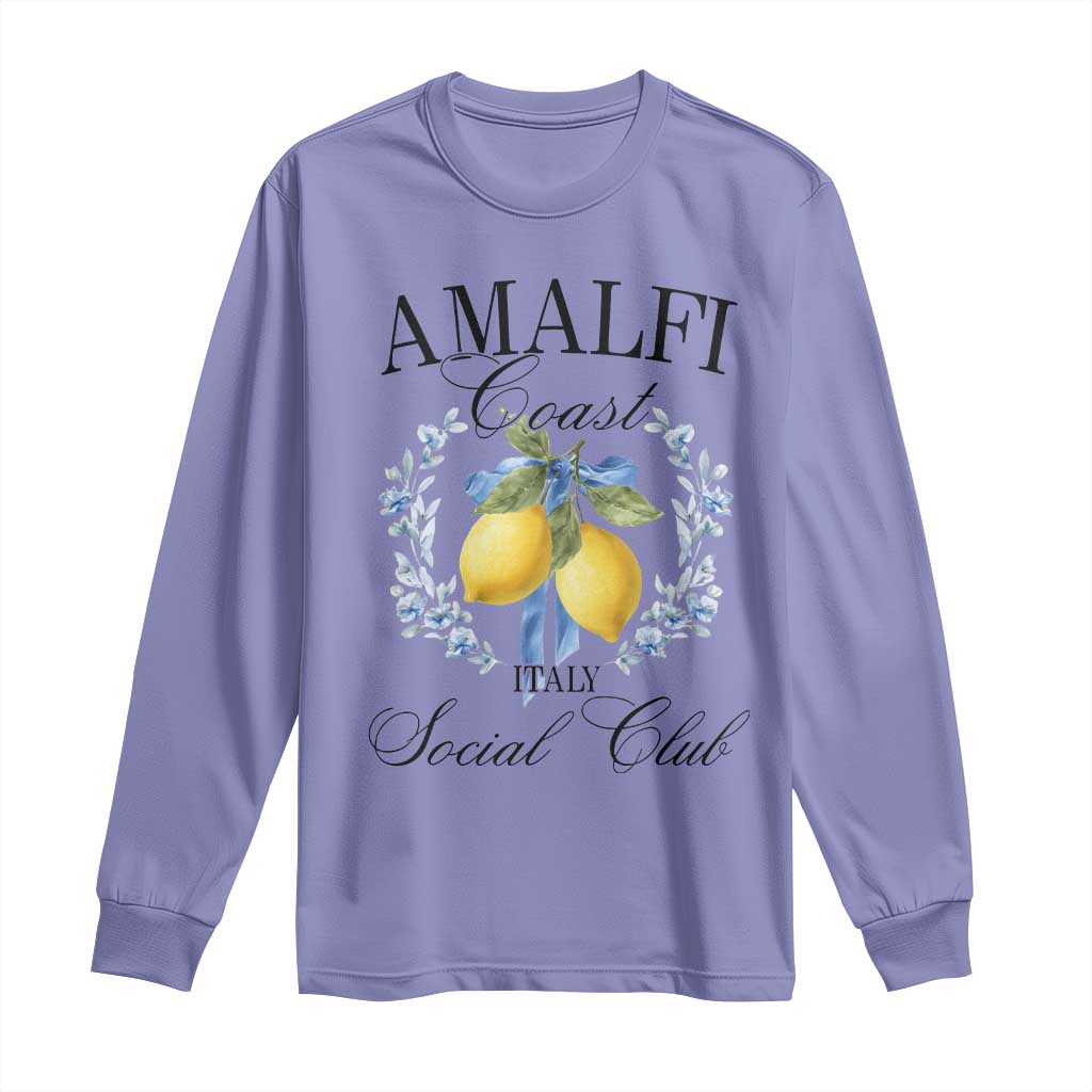 Amalfi Italy Coast Social Club Long Sleeve Shirt Coquette Bow Lemon Travel - Wonder Print Shop