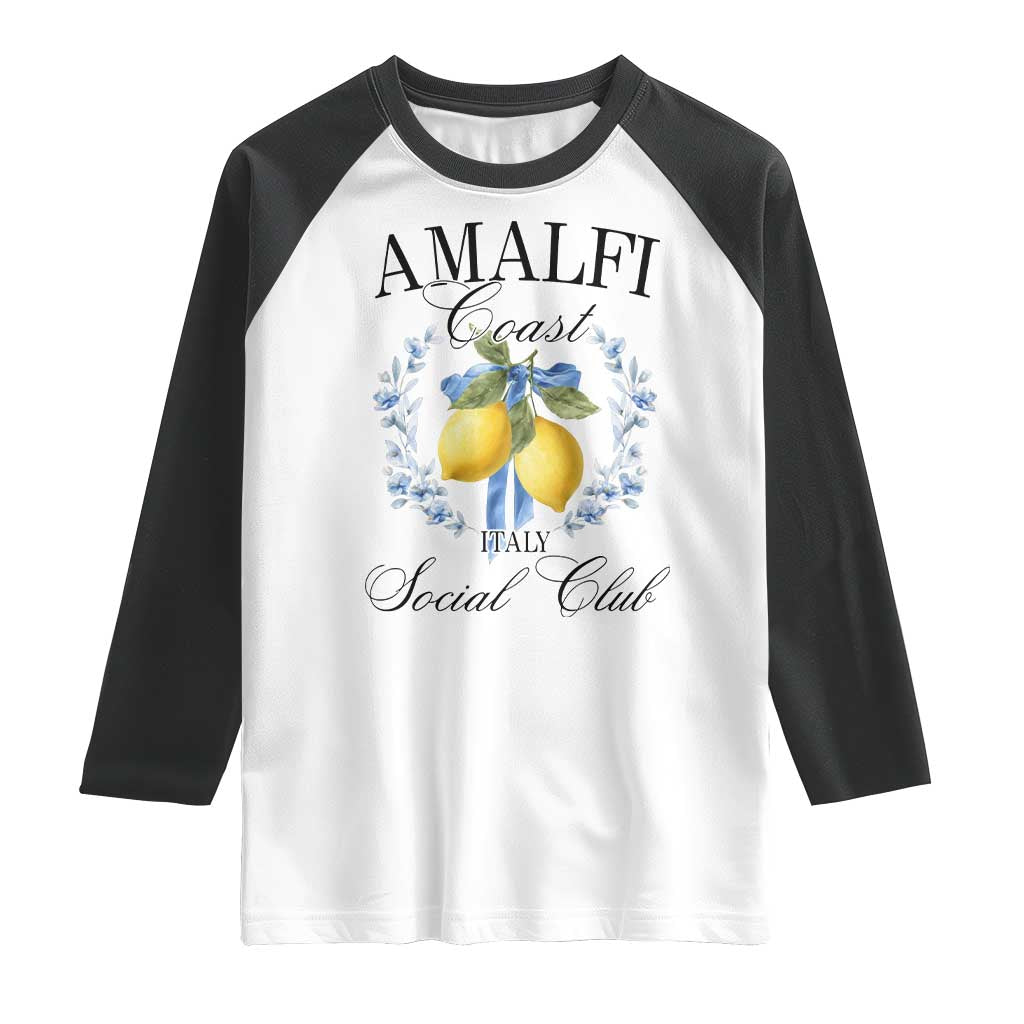Amalfi Italy Coast Social Club Raglan Shirt Coquette Bow Lemon Travel - Wonder Print Shop