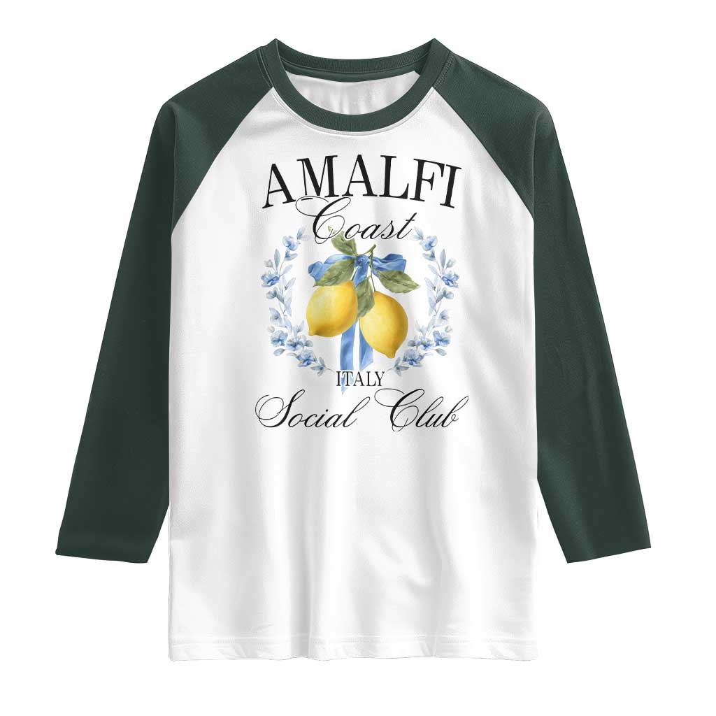 Amalfi Italy Coast Social Club Raglan Shirt Coquette Bow Lemon Travel - Wonder Print Shop