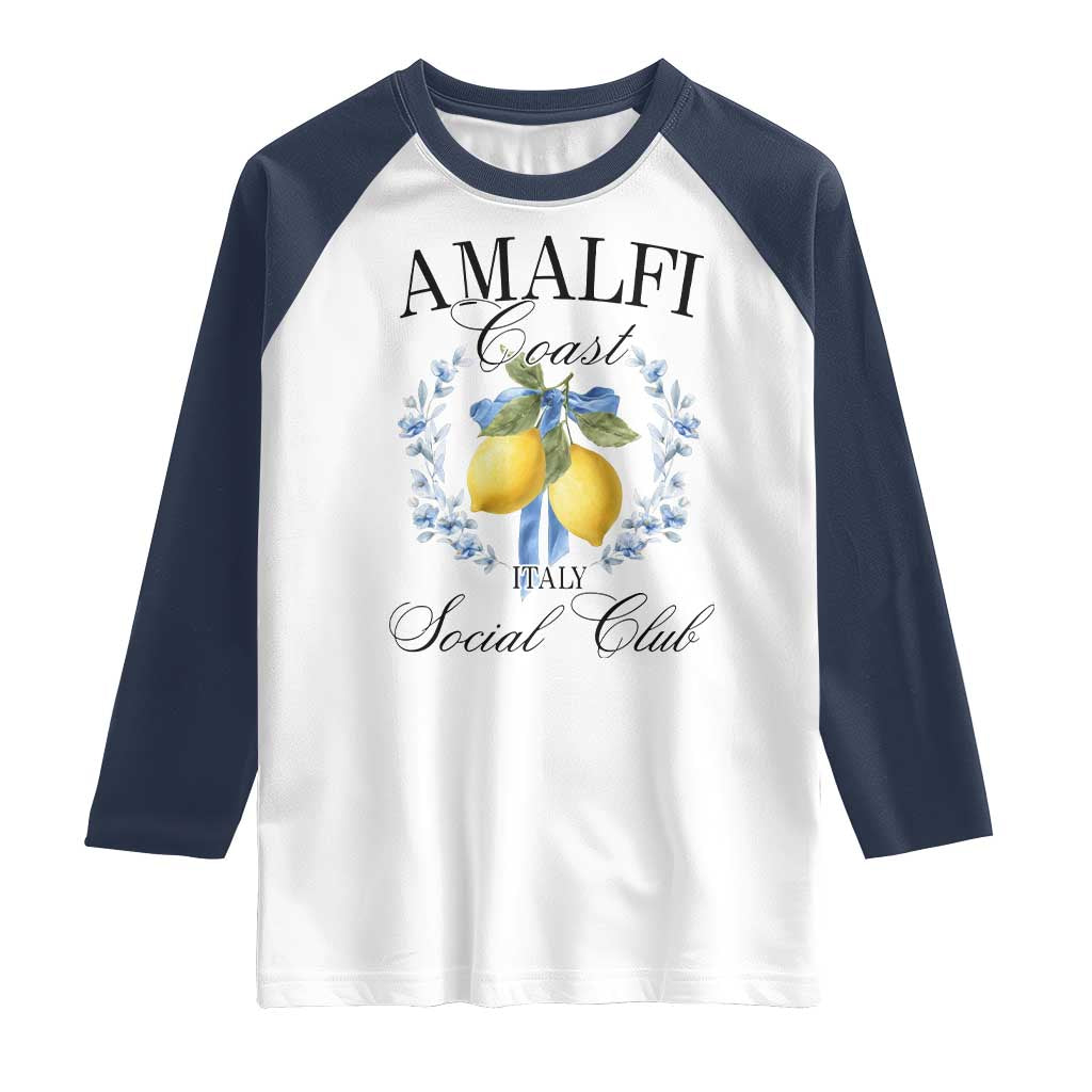 Amalfi Italy Coast Social Club Raglan Shirt Coquette Bow Lemon Travel - Wonder Print Shop