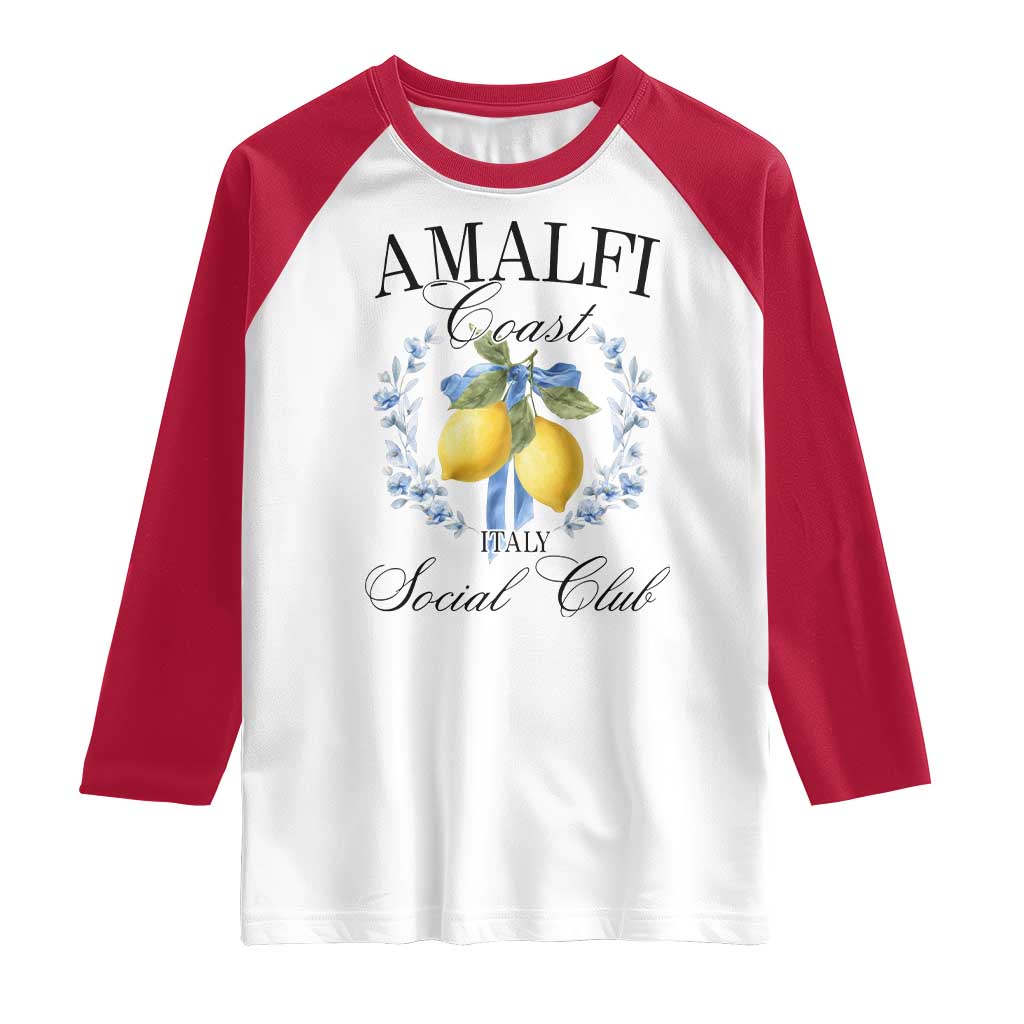 Amalfi Italy Coast Social Club Raglan Shirt Coquette Bow Lemon Travel - Wonder Print Shop
