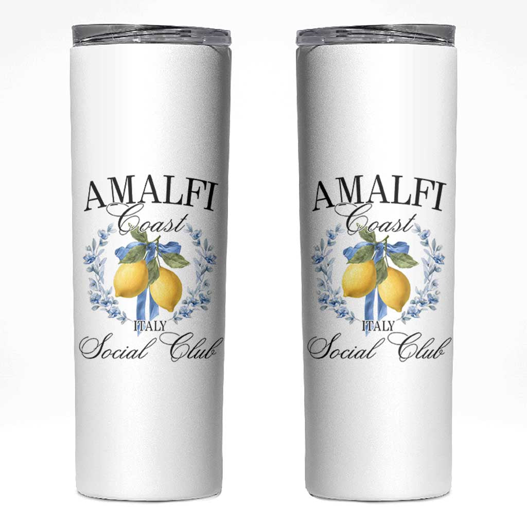 Amalfi Italy Coast Social Club Skinny Tumbler Coquette Bow Lemon Travel - Wonder Print Shop