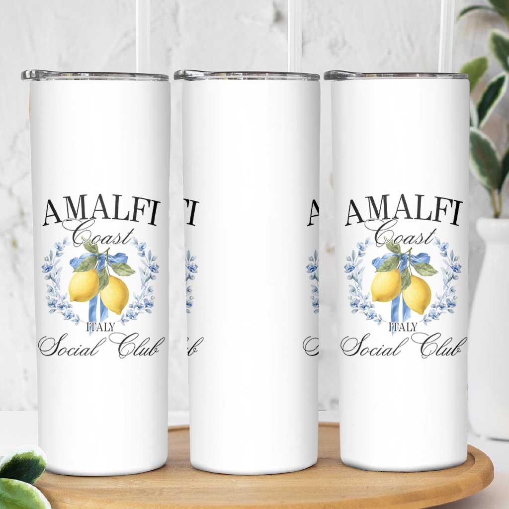 Amalfi Italy Coast Social Club Skinny Tumbler Coquette Bow Lemon Travel - Wonder Print Shop