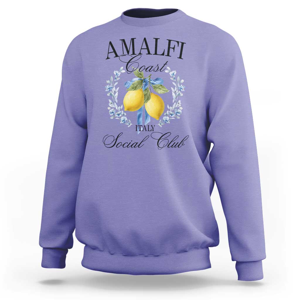 Amalfi Italy Coast Social Club Sweatshirt Coquette Bow Lemon Travel - Wonder Print Shop