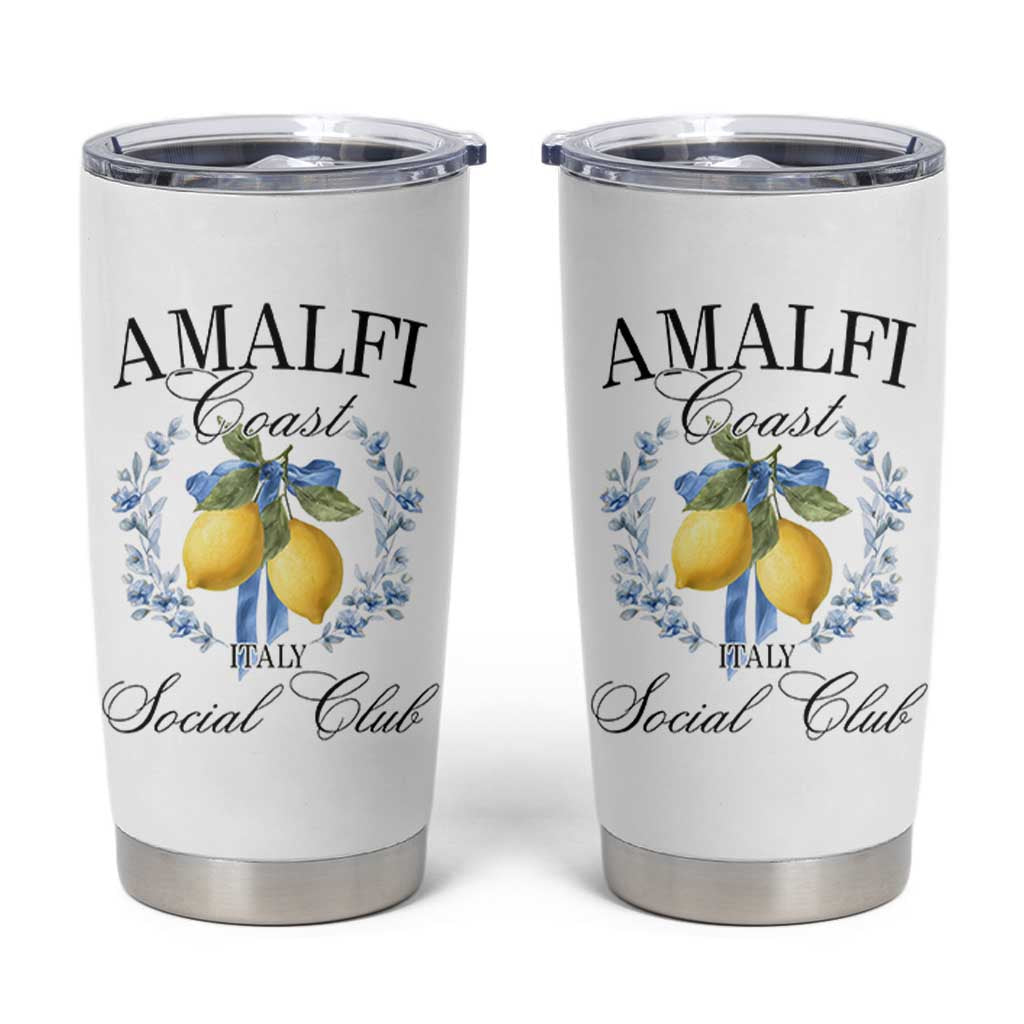 Amalfi Italy Coast Social Club Tumbler Cup Coquette Bow Lemon Travel - Wonder Print Shop