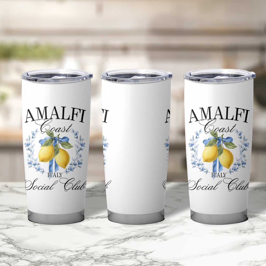 Amalfi Italy Coast Social Club Tumbler Cup Coquette Bow Lemon Travel - Wonder Print Shop