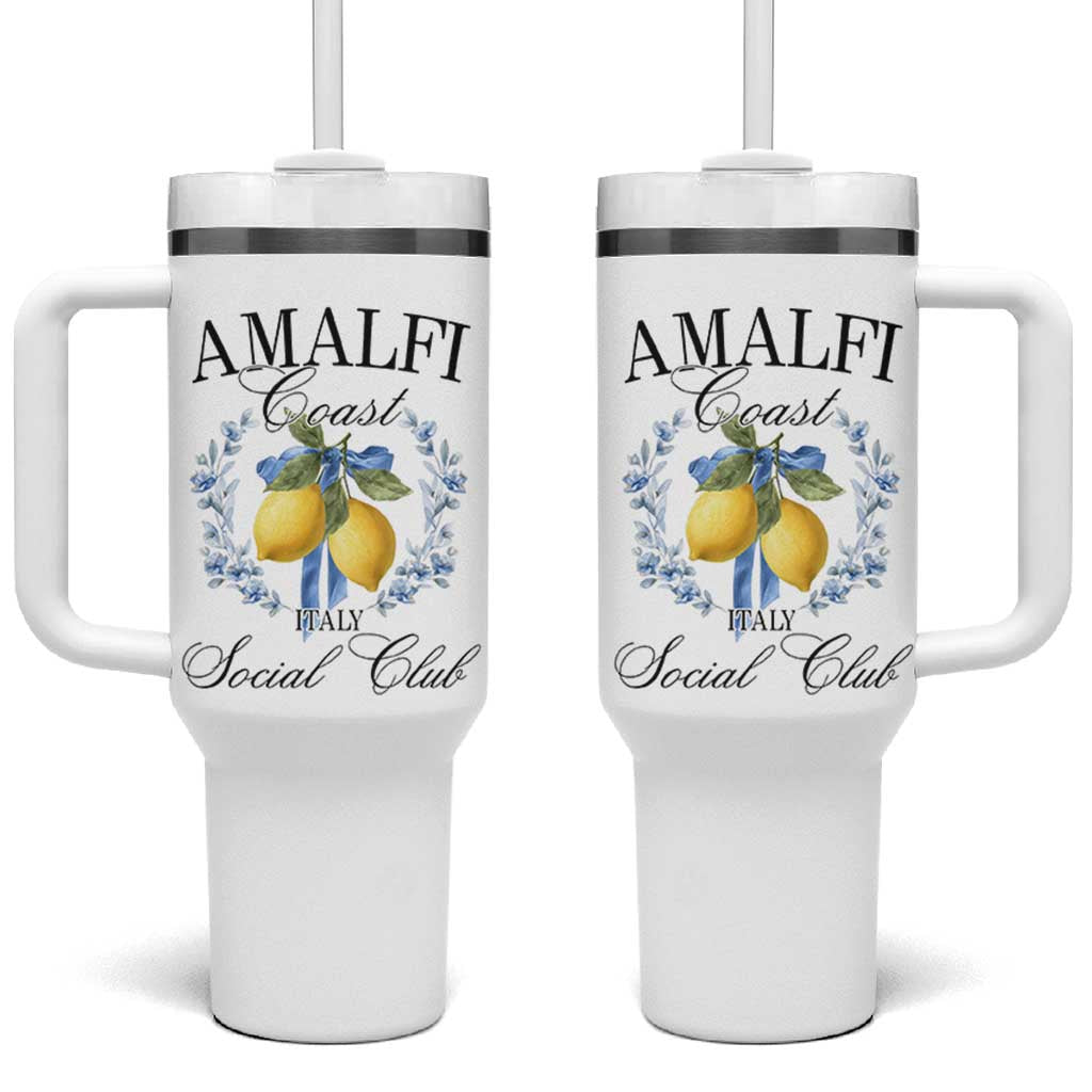 Amalfi Italy Coast Social Club Tumbler With Handle Coquette Bow Lemon Travel - Wonder Print Shop