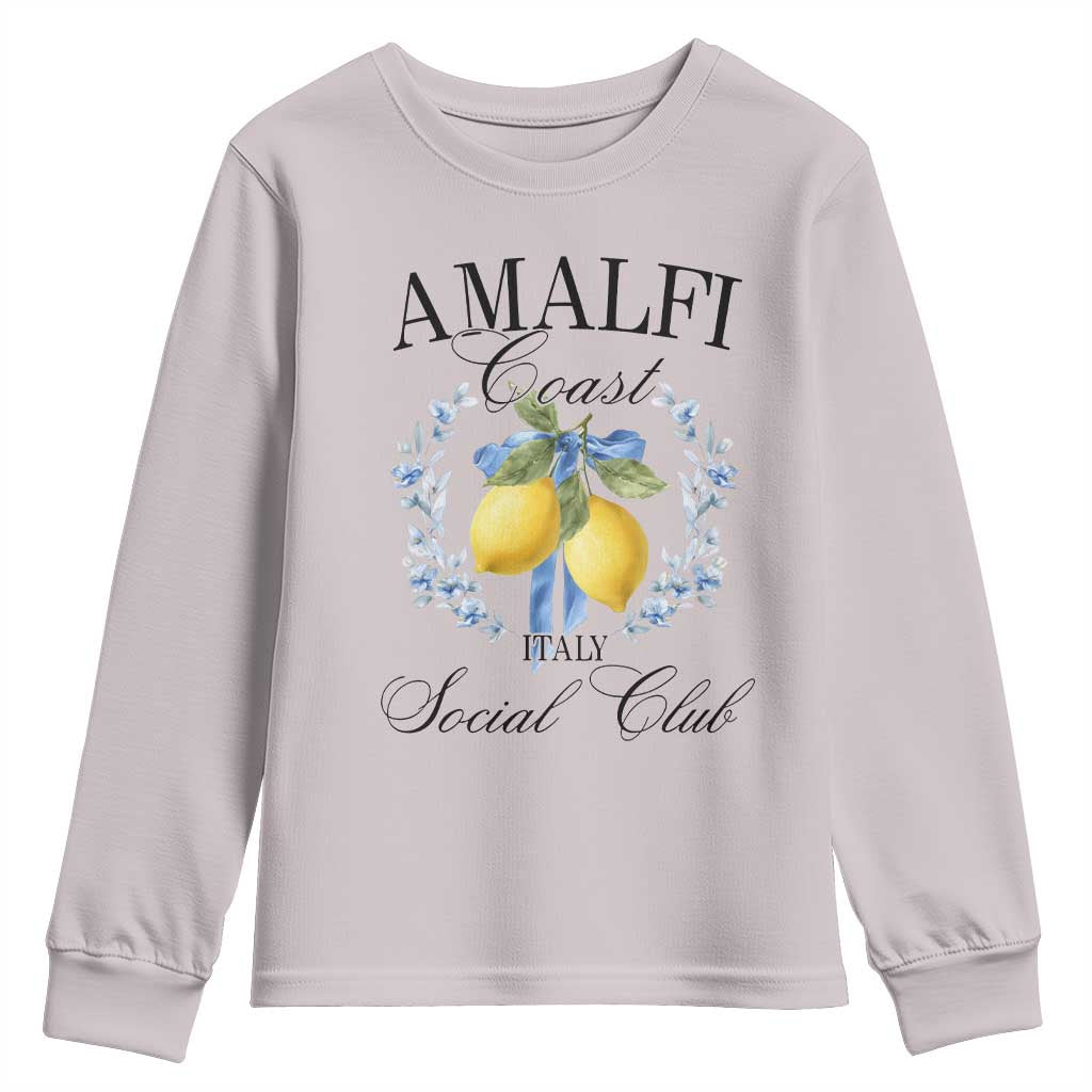 Amalfi Italy Coast Social Club Youth Sweatshirt Coquette Bow Lemon Travel - Wonder Print Shop
