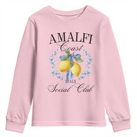 Amalfi Italy Coast Social Club Youth Sweatshirt Coquette Bow Lemon Travel - Wonder Print Shop