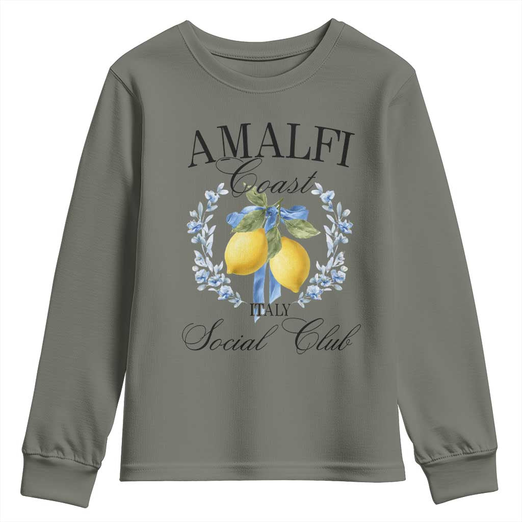 Amalfi Italy Coast Social Club Youth Sweatshirt Coquette Bow Lemon Travel - Wonder Print Shop