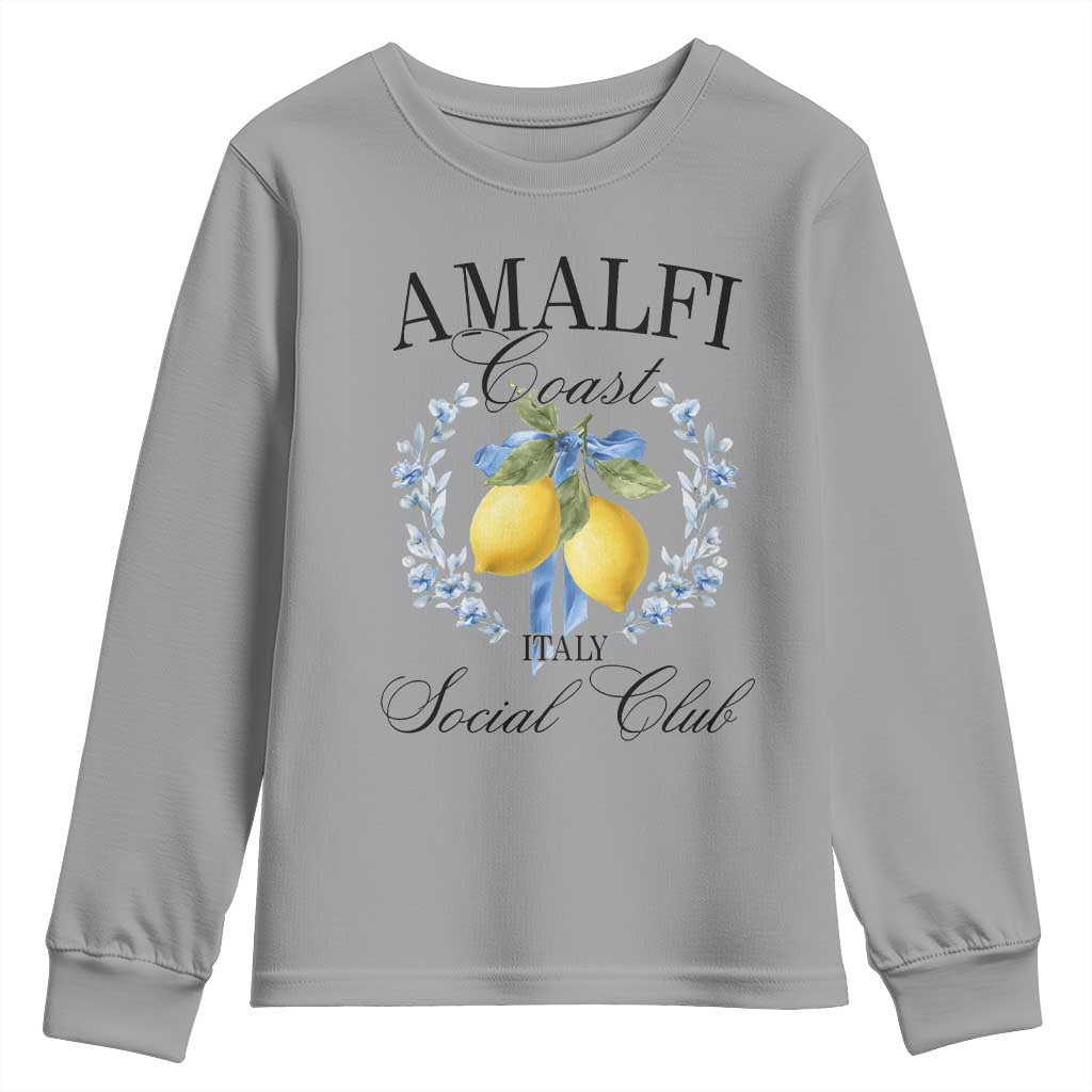 Amalfi Italy Coast Social Club Youth Sweatshirt Coquette Bow Lemon Travel - Wonder Print Shop