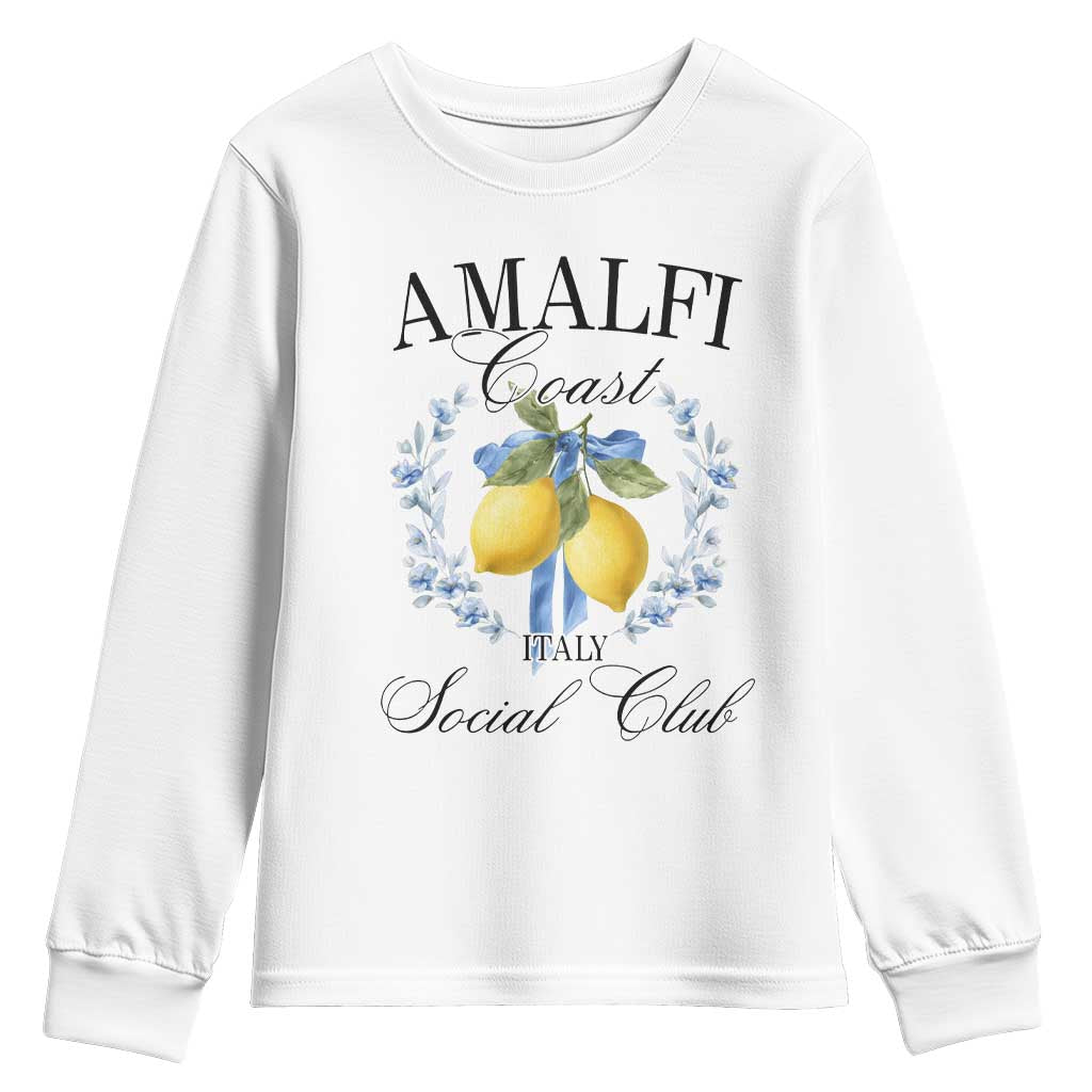 Amalfi Italy Coast Social Club Youth Sweatshirt Coquette Bow Lemon Travel - Wonder Print Shop
